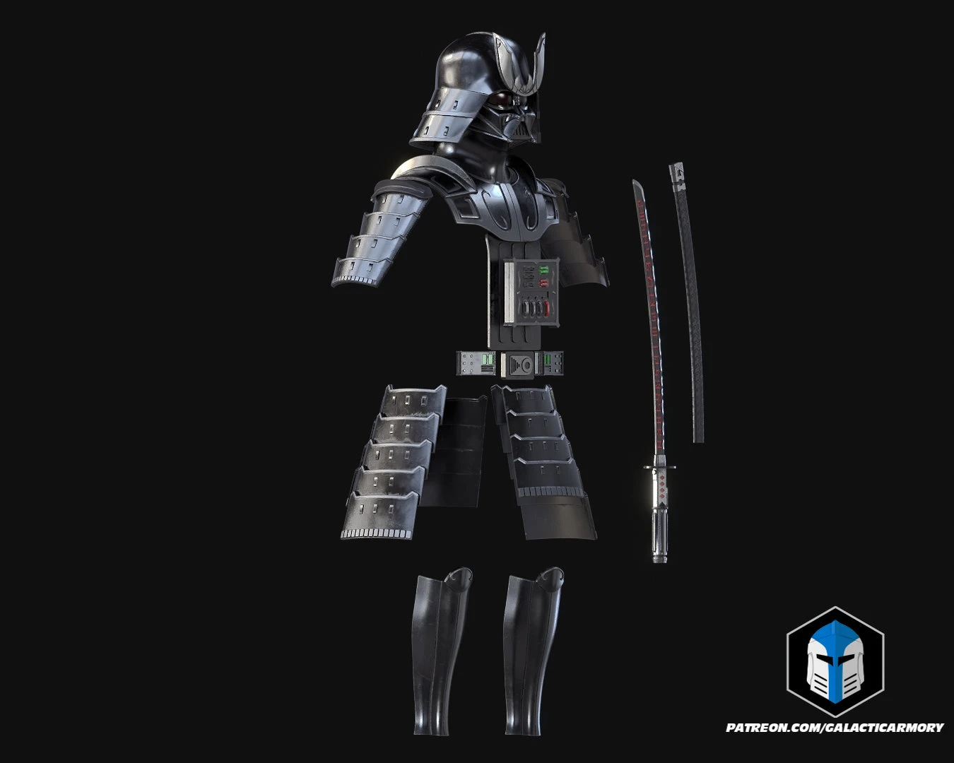 Samurai Darth Vader Armor - 3D Print Files 11 Samurai Darth Vader Armor - 3D Print Files - Image 9