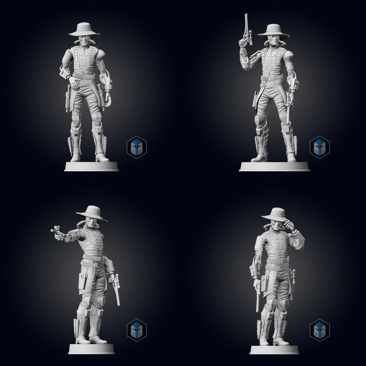 Cad Bane Figurine - BUNDLE - 3D Print Files 3 Cad Bane Figurine - BUNDLE - 3D Print Files