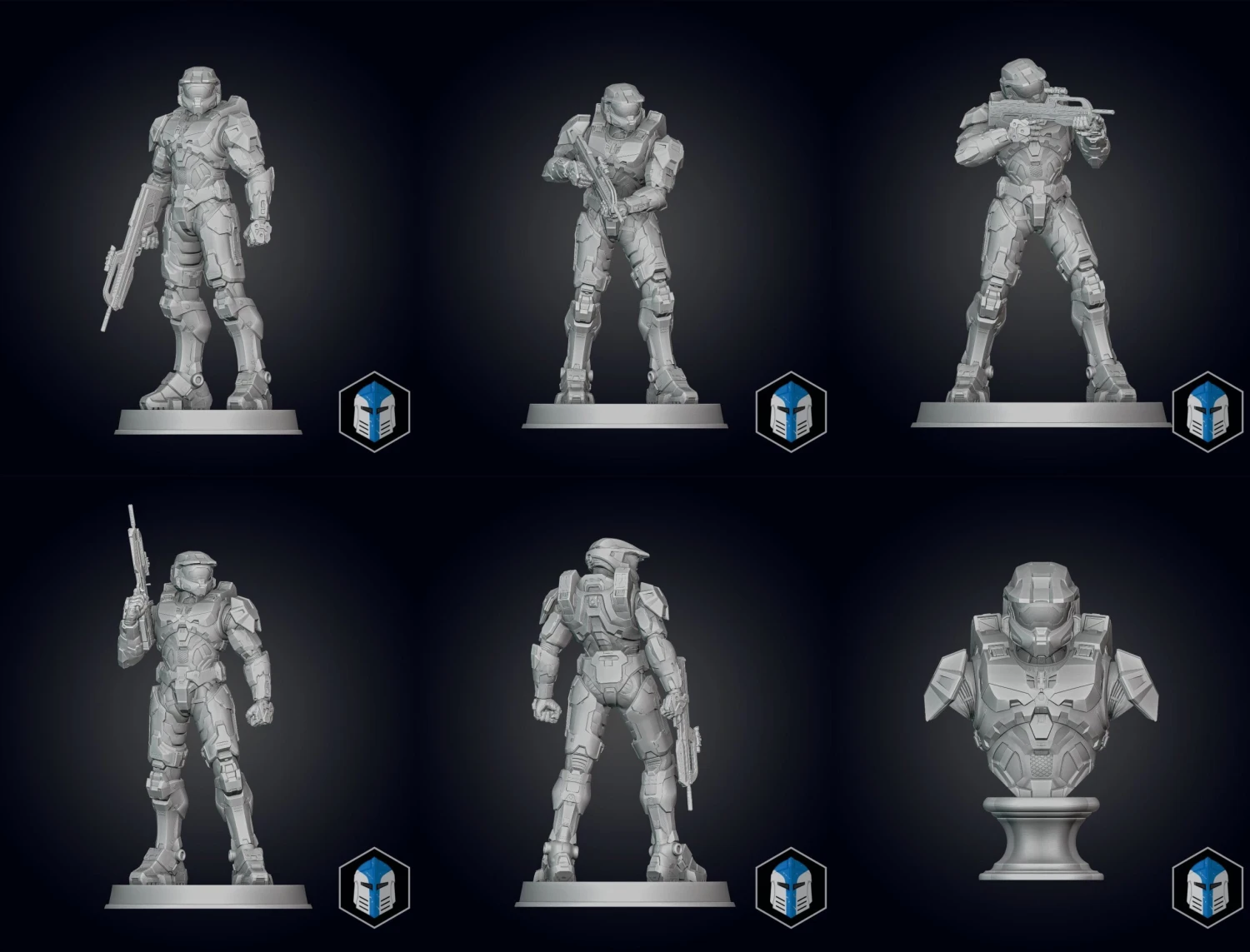 Infinite Master Chief Figurine - BUNDLE - 3D Print Files 3 Infinite Master Chief Figurine - BUNDLE - 3D Print Files
