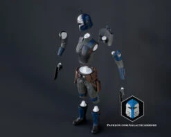 Bo Katan Figurine - Pose 1 - 3D Print Files 22 Bo Katan Figurine - Pose 1 - 3D Print Files -Galactic Armory Store BoKatanFigurine Pose1 Exploded