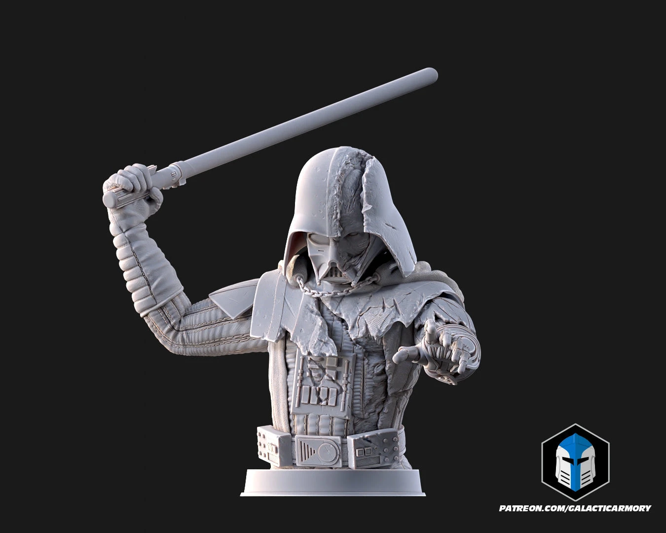 Damaged Darth Vader Bust - Pose 3 - 3D Print Files 3 Damaged Darth Vader Bust - Pose 3 - 3D Print Files