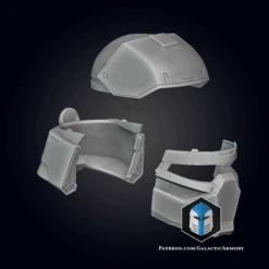 Galactic Spartan Mashup Helmet - 3D Print Files -Galactic Armory Store GalacticSpartanHelmet Exploded
