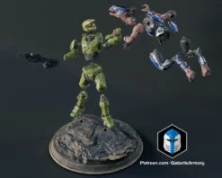 Infinite Master Chief Figurine - Pose 6 - 3D Print Files -Galactic Armory Store MasterChiefDoomPose Exploded