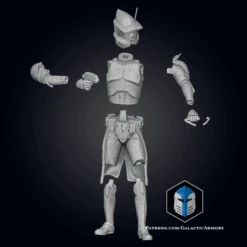 Sergeant Hound And Grizzer Figurine - 3D Print Files -Galactic Armory Store SgtHound Exploded