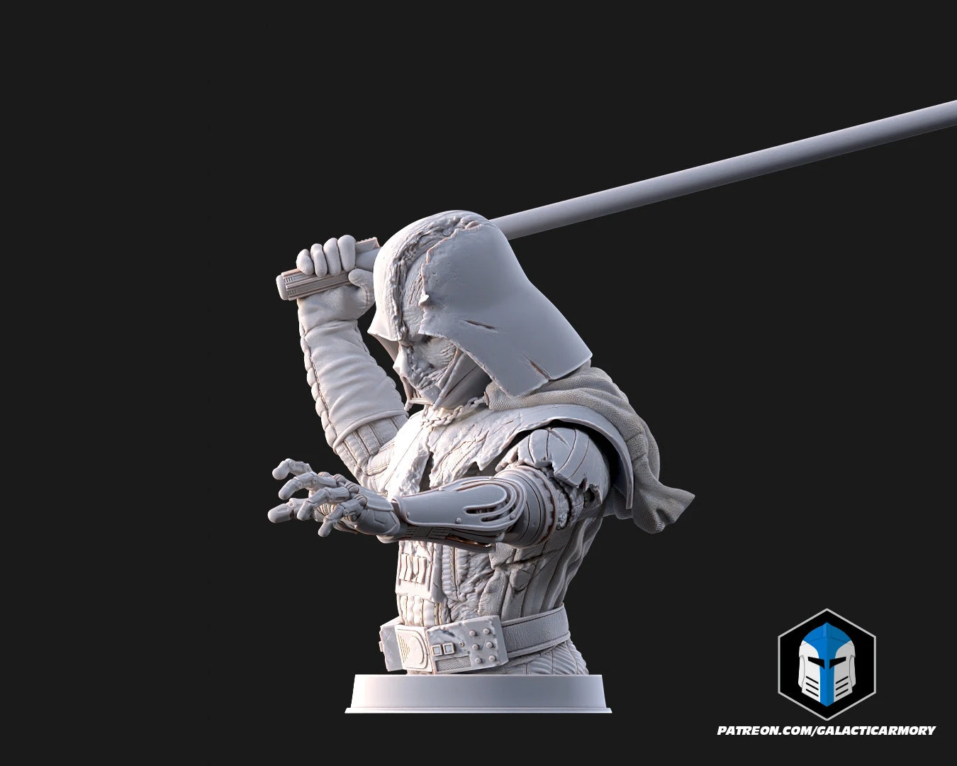 Damaged Darth Vader Bust - Pose 3 - 3D Print Files 4 Damaged Darth Vader Bust - Pose 3 - 3D Print Files - Image 2