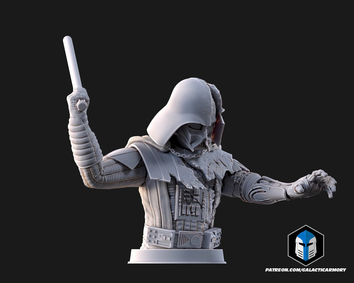 Damaged Darth Vader Bust - Pose 3 - 3D Print Files 10 Damaged Darth Vader Bust - Pose 3 - 3D Print Files - Image 8