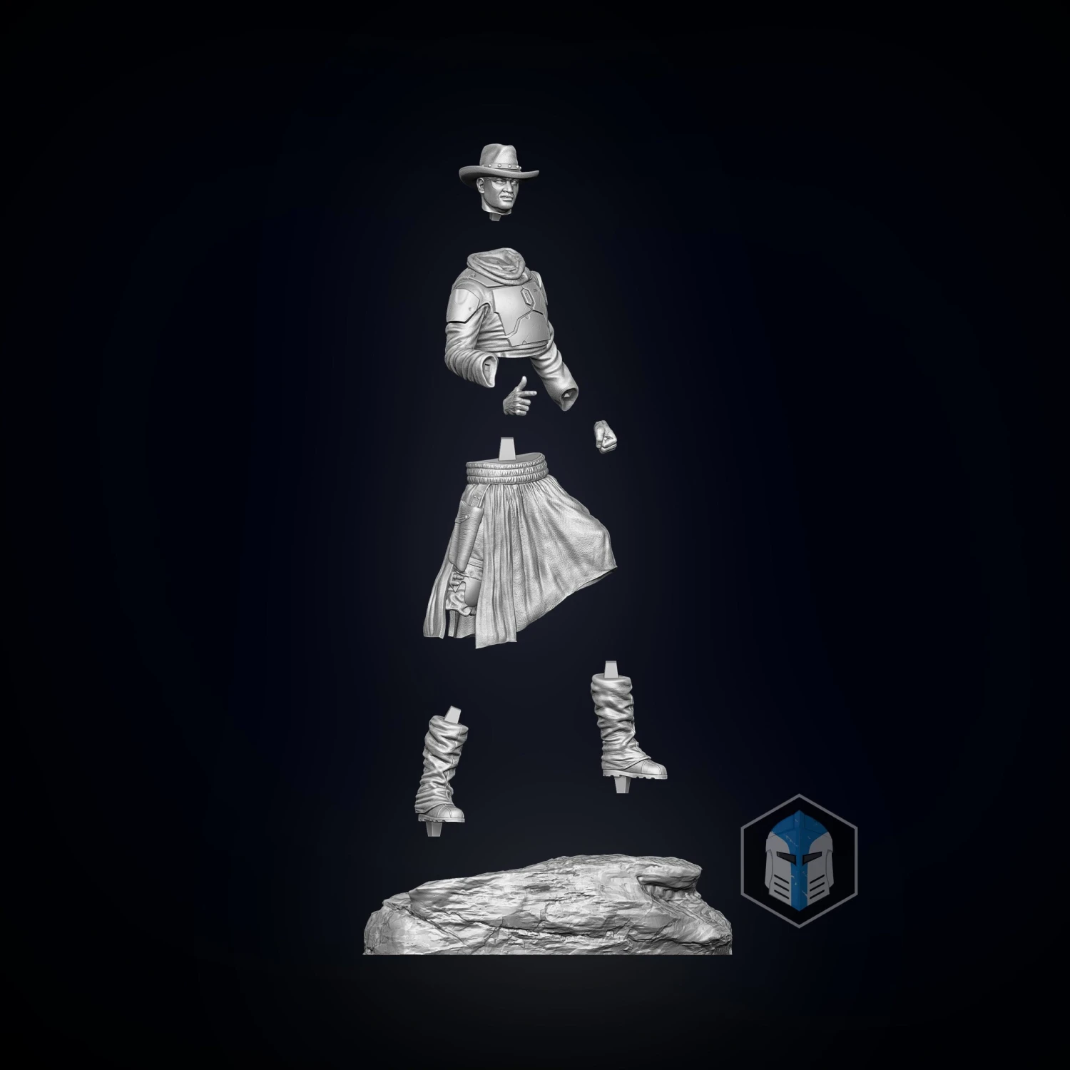 Boba Fett Figurine - Pose 5 - 3D Print Files 8 Boba Fett Figurine - Pose 5 - 3D Print Files - Image 6